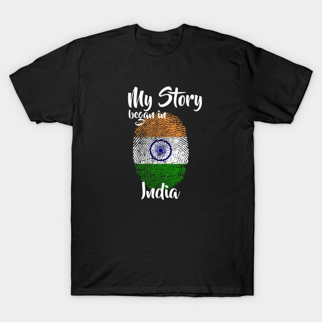 India Flag Fingerprint My Story DNA Indian T-Shirt by Your Culture & Merch